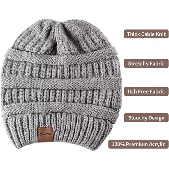 3 Pack Slouchy Beanies Oversized Knit Warm Winter Hats - Picture 5 of 6